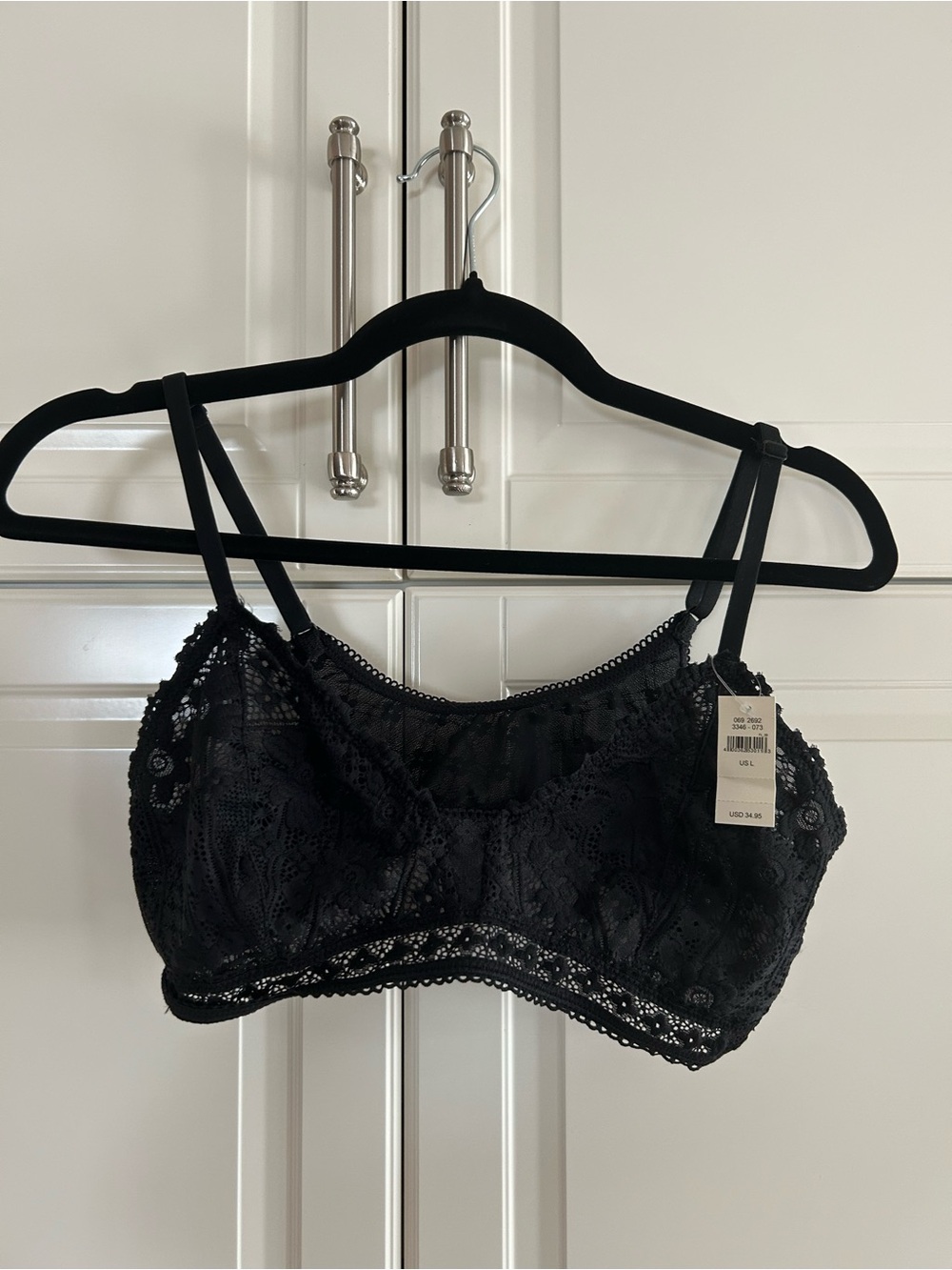 aerie Black Lace Bralette with Scalloped Trim